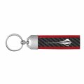 Ipick Image For Chevrolet Corvette C8 Stingray Real Carbon Fiber Strap With Red Leather Stitching Edge Key Chain Keychain