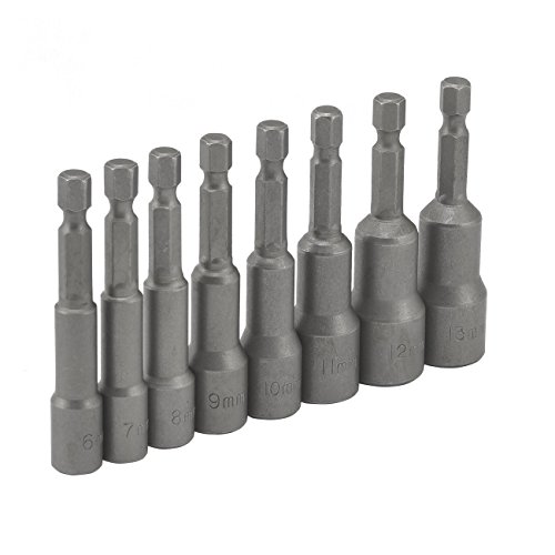 10065a 1 4 In Hex Shank Magnetic Power Impact Nut Driver Set 8 Piece Metric Socket Setters 6 To 13 Mm Cr-v Steel