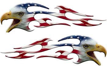 Screaming Eagle Head Tribal Flame Graphic Kit With American Flag