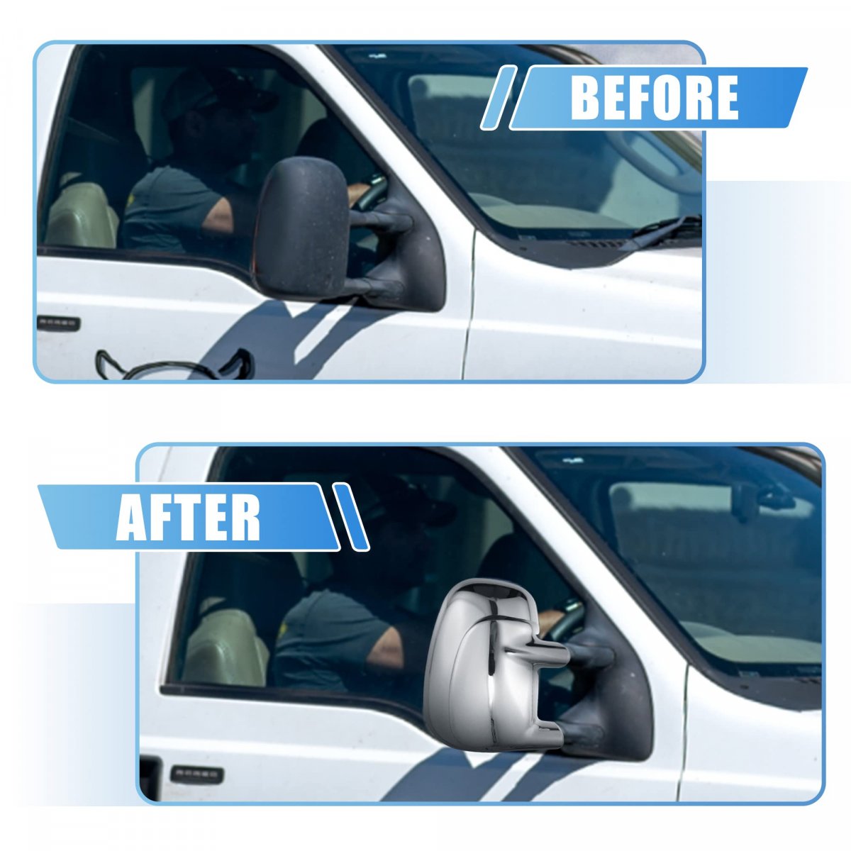 1 Pair Car Exterior Chrome Plated Mirror Cover Full Mirrora Cover Covers Cap Ford F-350 Super Duty 1999-2007 For F-450
