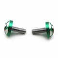 Httmt- 2pcs 6mm Metal Motorcycle License Plate Frame Round Shape Hex Bolt Screws Screw Fastener In Green P N Mt215-021 
