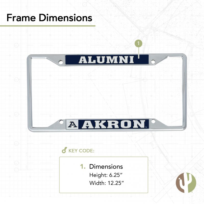 University Of Akron Metal License Plate Frame And Sticker For Front Or Back Car Officially Licensed Sticker Combo Alumni