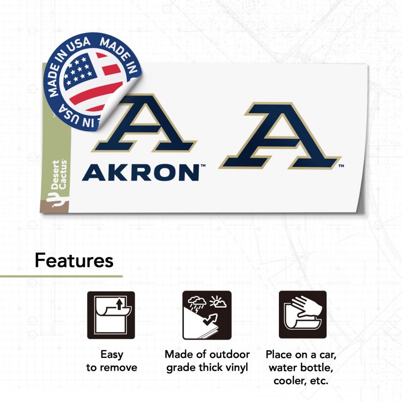 University Of Akron Metal License Plate Frame And Sticker For Front Or Back Car Officially Licensed Sticker Combo Alumni