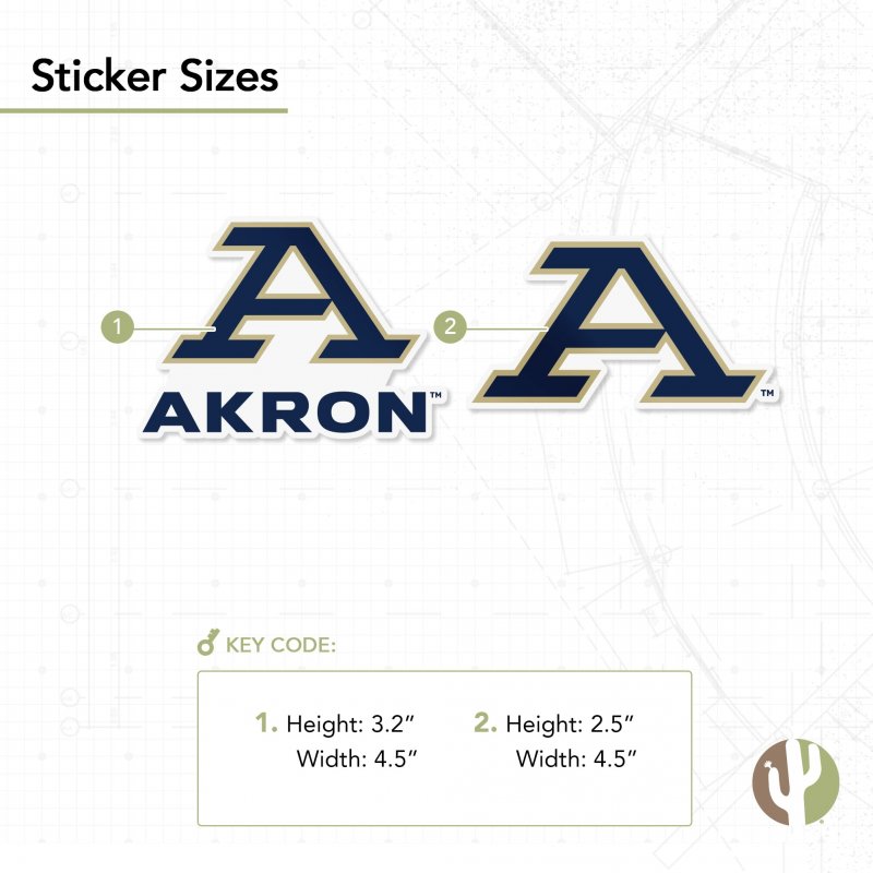 University Of Akron Metal License Plate Frame And Sticker For Front Or Back Car Officially Licensed Sticker Combo Alumni
