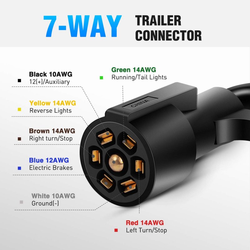 8ft Heavy Duty 7 Way Rv Round Inline Trailer Plug Extension Cord Pin Wiring Harness For Campers Caravans And Vans Model 50049r