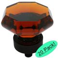 Cosmas 5268orb-a Oil Rubbed Bronze Cabinet Hardware Knob With Amber Glass 1-5 16 Diameter 20 Pack 