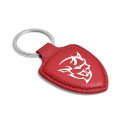 Dodge Demon Red Shield-shape Style Genuine Leather Key Chain Official Licensed