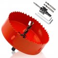 115mm 4 5 In Hole Saw With Drill Bits And Arbor Heavy Duty Bi Metal Cutter For Cornhole Boards Wood Plastic Drywall Sht0032 