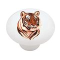 Tiger Head Decorative High Gloss Ceramic Drawer Knob 