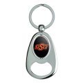 Oklahoma State University Cowboy Logo Keychain Chrome Metal Spinning Oval Bottle Opener 3 6 In X 1 5 