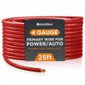 Installgear 4 Gauge Wire Awg Ofc Pure Copper Power Ground Cable 25ft Red True Spec Soft Touch Welding Battery Automotive Car 