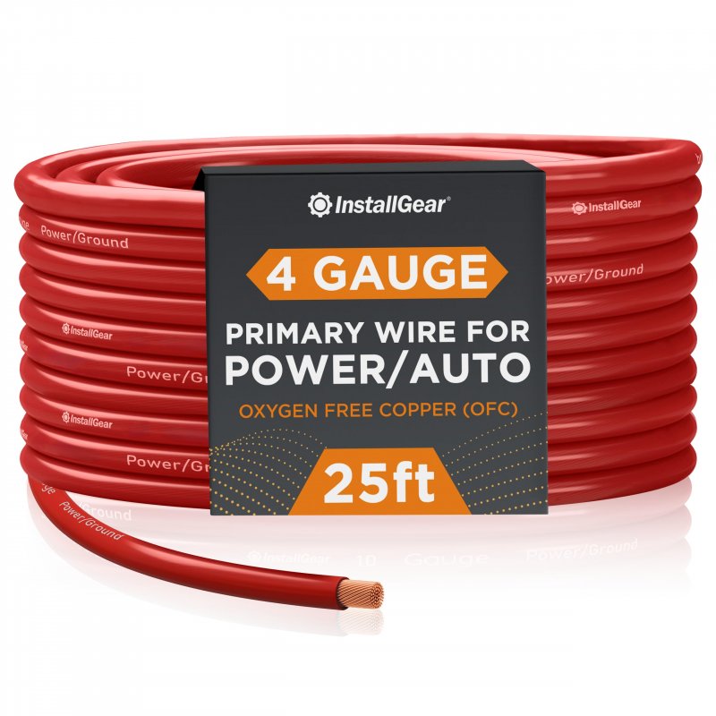 Installgear 4 Gauge Wire Awg Ofc Pure Copper Power Ground Cable 25ft Red True Spec Soft Touch Welding Battery Automotive Car