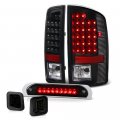 Black Housing Led Tail Light Third Brake Stop Lamp Full-led Smoke Lens License Plate Assembly For 2007-2009 Dodge Ram 1500 2500 