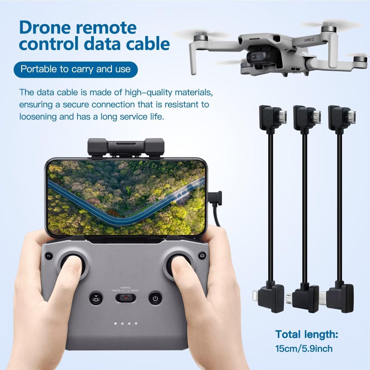 3pcs Remote Controller Data Cable Type-c Micro To Usb For Dji Mavic Pro Platinum
