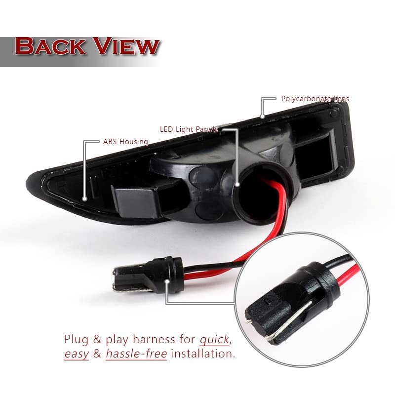 Eparts Smoked Lens Sequential Amber Led Fender Side Marker Light Turn Signal Lamp Assembly Replacement For 2017 2020 Mini