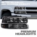 G-plus Headlights Compatible With 1999-2002 Chevy Silverado 2000-2006 Suburban Tahoe Headlamp Driver Side Passenger Clear Lens