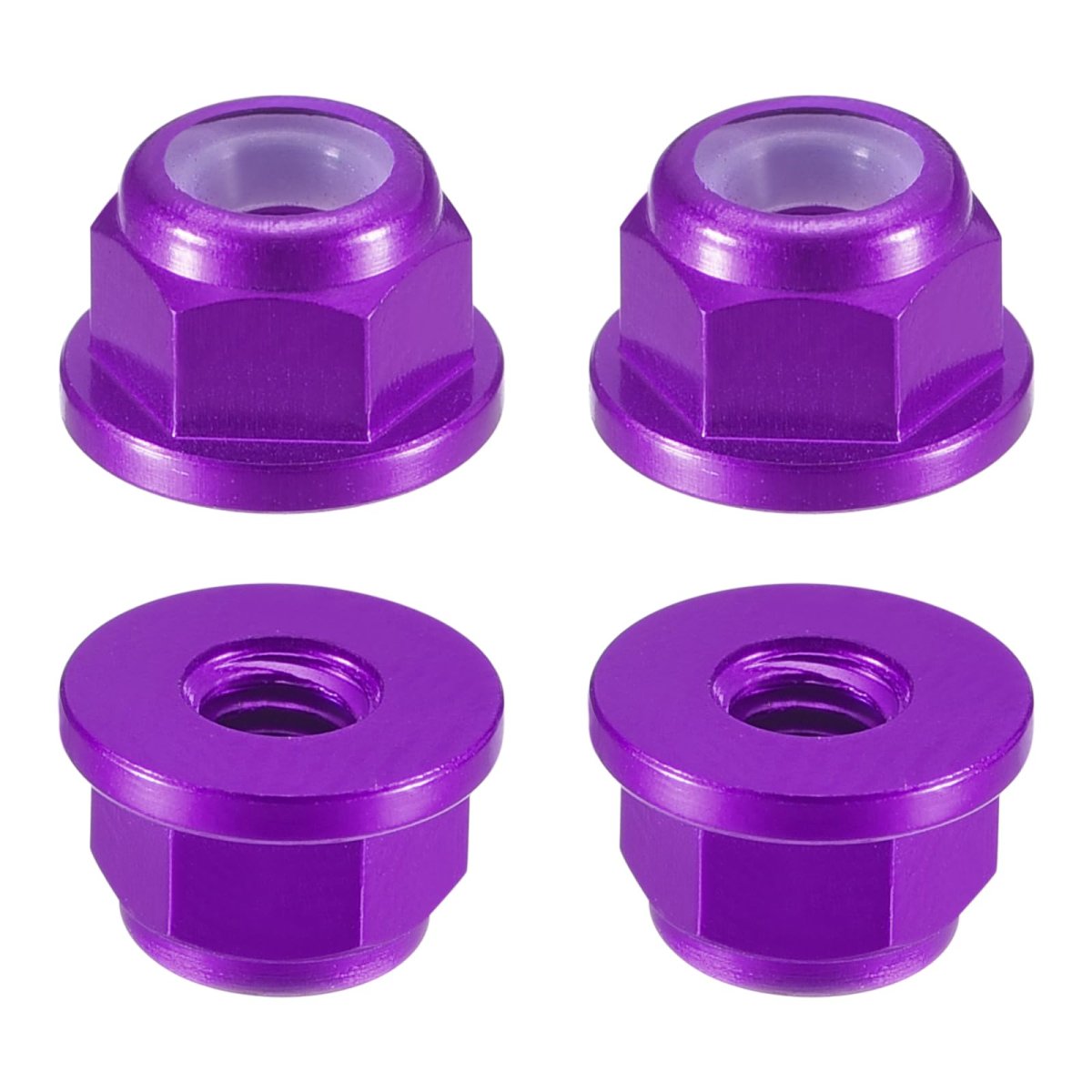 Nylon Insert Hex Lock Nuts 4pcs M3 X 0 5mm Aluminum Alloy Self-locking Anodizing Flange Nut For Fasteners Purple