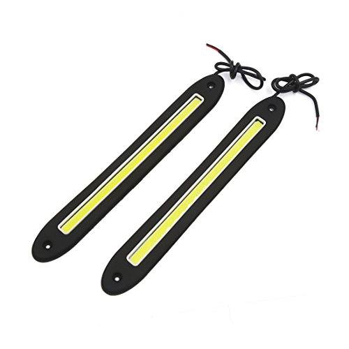 A Pair White Led Cob Slim Strip Flexible Drl Daytime Running Fog Light Dc 12v