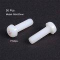 Uxcell M6x20mm Threaded Nylon Phillips Cross Pan Head Machine Screws Bolts White 50pcs