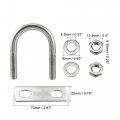 Uxcell Round U-bolt 1 38 35mm Inner Width 60mm Length Steel M8 With Nuts Plate Washers 2 Set