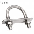 Uxcell Round U-bolt 1 38 35mm Inner Width 60mm Length Steel M8 With Nuts Plate Washers 2 Set