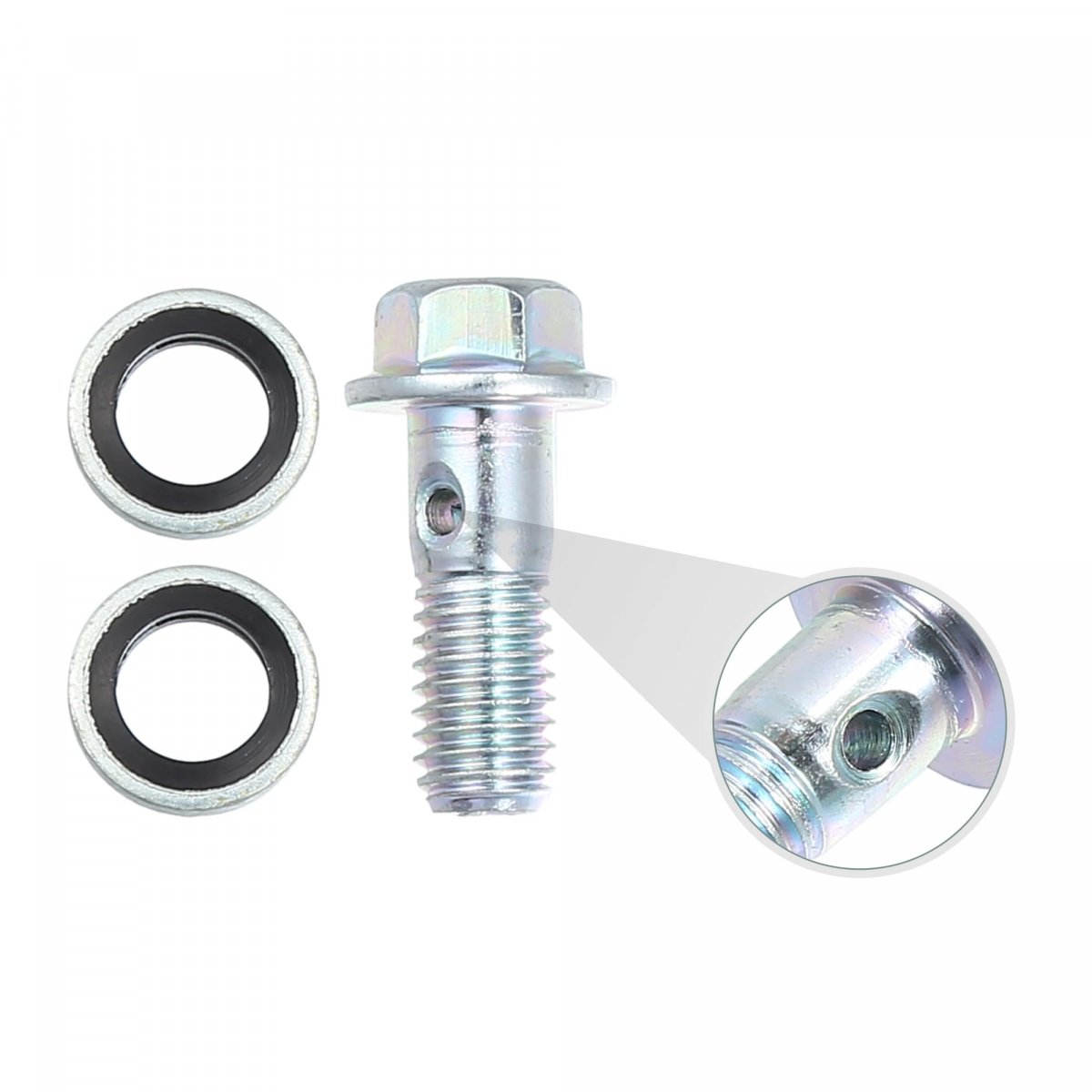 2 Set M8x1 25 Oil Drain Plug Bolt Screw With 4 Washer Universal For Car Motorcycle Silver Tone