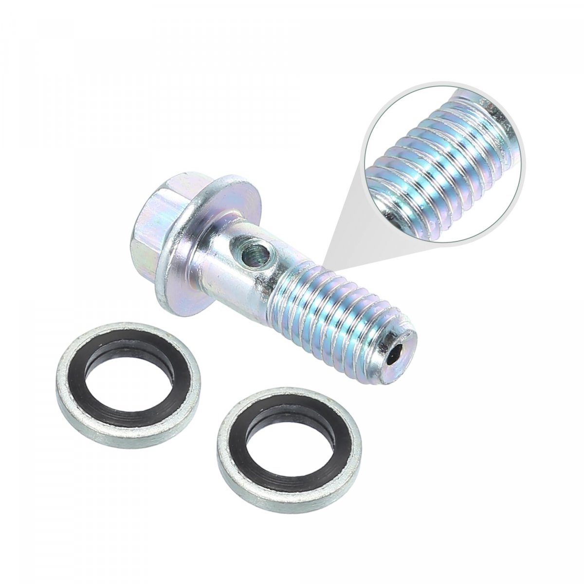 2 Set M8x1 25 Oil Drain Plug Bolt Screw With 4 Washer Universal For Car Motorcycle Silver Tone