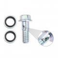 2 Set M8x1 25 Oil Drain Plug Bolt Screw With 4 Washer Universal For Car Motorcycle Silver Tone