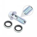 2 Set M8x1 25 Oil Drain Plug Bolt Screw With 4 Washer Universal For Car Motorcycle Silver Tone