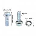 2 Set M8x1 25 Oil Drain Plug Bolt Screw With 4 Washer Universal For Car Motorcycle Silver Tone