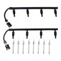 Holdwell 8 Glow Plugs 4c3z-12a342-aa 2 Plug Harnesses 3c3z-12a690-aa 3c3z-12a690-ba Set Compatible With Ford Excursion F250