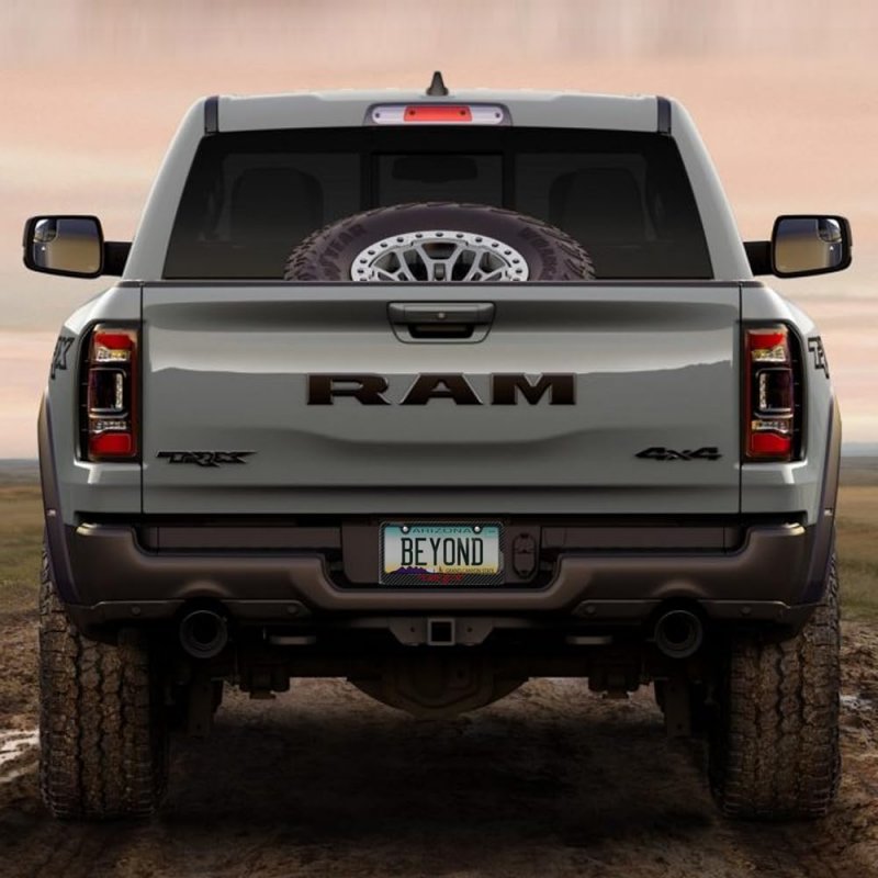 Ram 1500 Trx Black Carbon Fiber Look Abs Plastic License Plate Frame