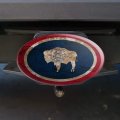 Rustic Distressed Wyoming State Flag Oval Tow Trailer Hitch Cover Plug Insert