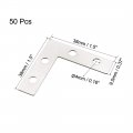 Uxcell Flat Angle Bracket Plate L Shape Repair Joining Support Brace 38mmx38mm Silver Tone 50pcs