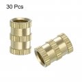 Uxcell Knurled Insert Nuts 30pcs M6 X 12mm L 8mm Od Thread Printing Brass Female Threadeds Heat Set Insert Embedment