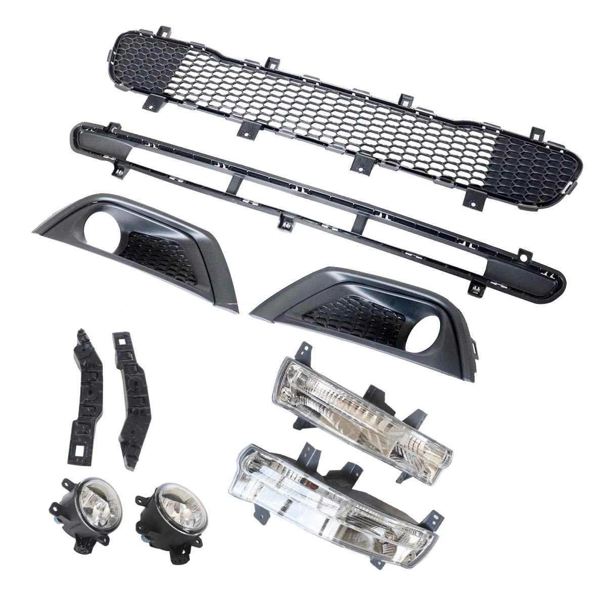Secos 12pcs Body Kits Fog Light Trims Drl Grille Front For Jeep Compass 2017 2018 2019 2020 2021 Replace 5up87rxfaa 5us54rxfab