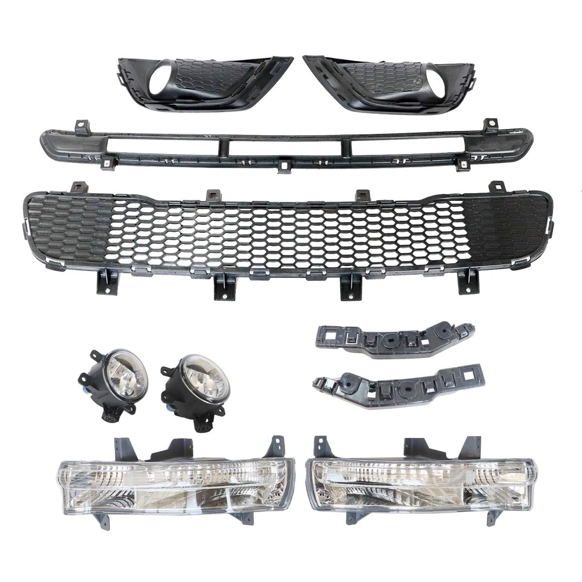 Secos 12pcs Body Kits Fog Light Trims Drl Grille Front For Jeep Compass 2017 2018 2019 2020 2021 Replace 5up87rxfaa 5us54rxfab