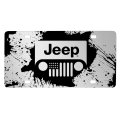 Jeep Grill Logo Mud Splash Graphic Front License Plate Silver Aluminum 12 In X 6 Universal Fit For Car Suv Truck Official