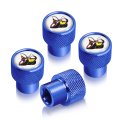 Dodge Scat-pack In White On Blue Premium Anodized Aluminum Tire Valve Stem Caps Set Of 4 