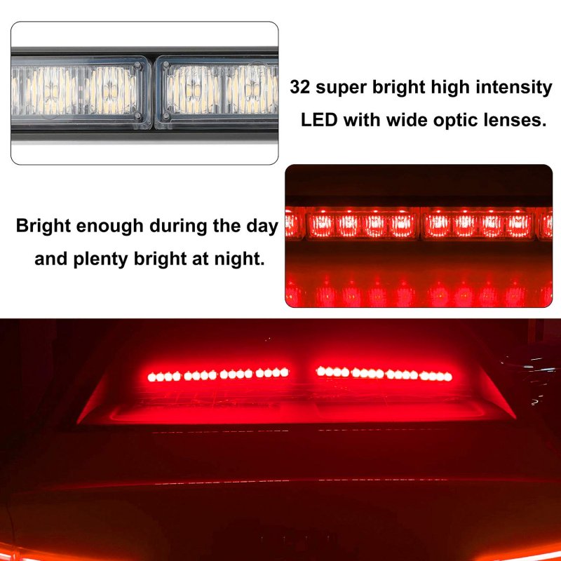 Aspl 2x16 8 Inch Emergency Flashing Led Traffic Advisor Strobe Light Bar 32led 26 Flash Patterns Interior Safety Warning Lights
