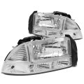 Auto Dynasty Chrome Housing Clear Corner Headlight W Bumper Lamps Tool Kit For Dodge Dakota Durango 97-04