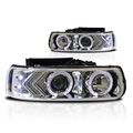 Winjet Wj10-0214-01 Chrome Housing Clear Lens Projector Headlight with Led Halo Chevy