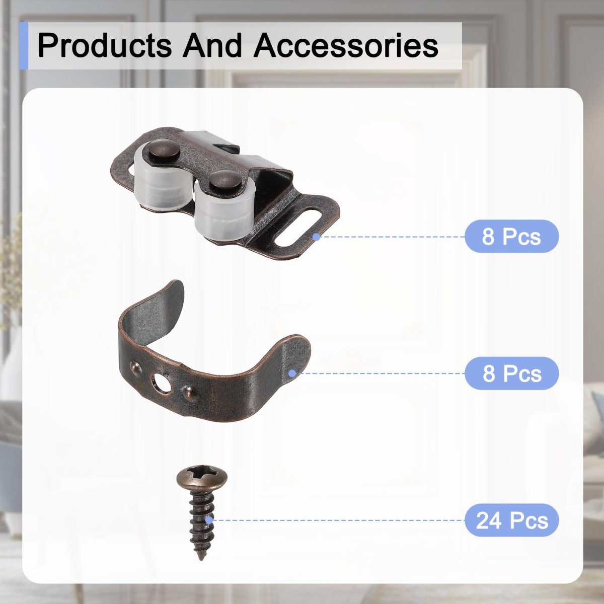 8 Set Cabinet Door Catch Latch Lock Metal With Screw For Cupboard Kitchen Closet Wardrobe Red Bronze