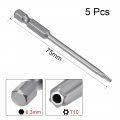 Uxcell 5 Pcs T10 Magnetic Torx Screwdriver Bits 1 4 Inch Hex Shank 3-inch Length S2 Security Tamper Proof Screw Driver Kit