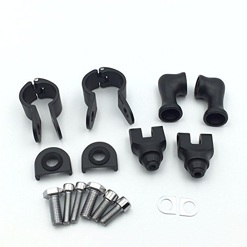 Black Short Angled Adjustable Highway Peg Mounting Kit For Bikes With 1 5 In Front Engine Guard Frame Tube V Star Roadstar