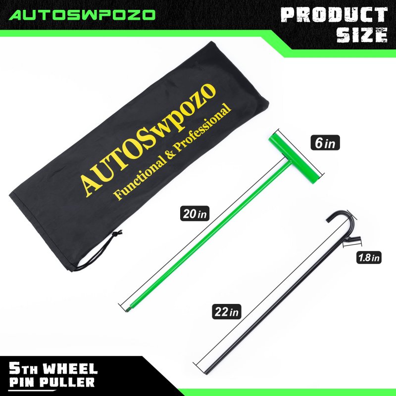 Autoswpozo 5th Wheel Pin Puller 42 Solid Steel Chrome Plated Hook Heavy Duty W Hook 1 Pack Green Black