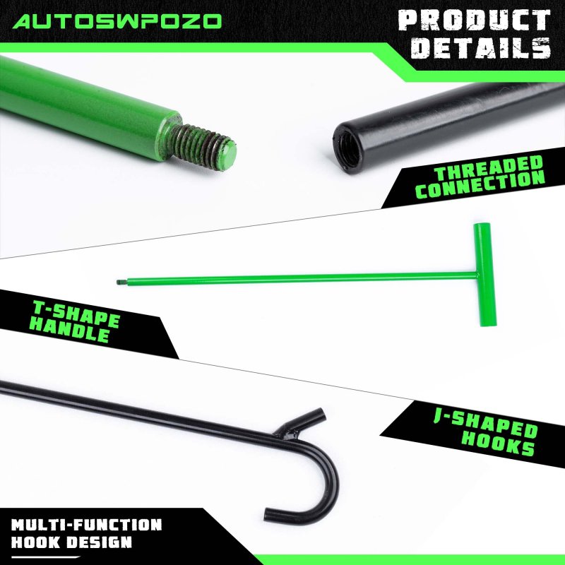 Autoswpozo 5th Wheel Pin Puller 42 Solid Steel Chrome Plated Hook Heavy Duty W Hook 1 Pack Green Black