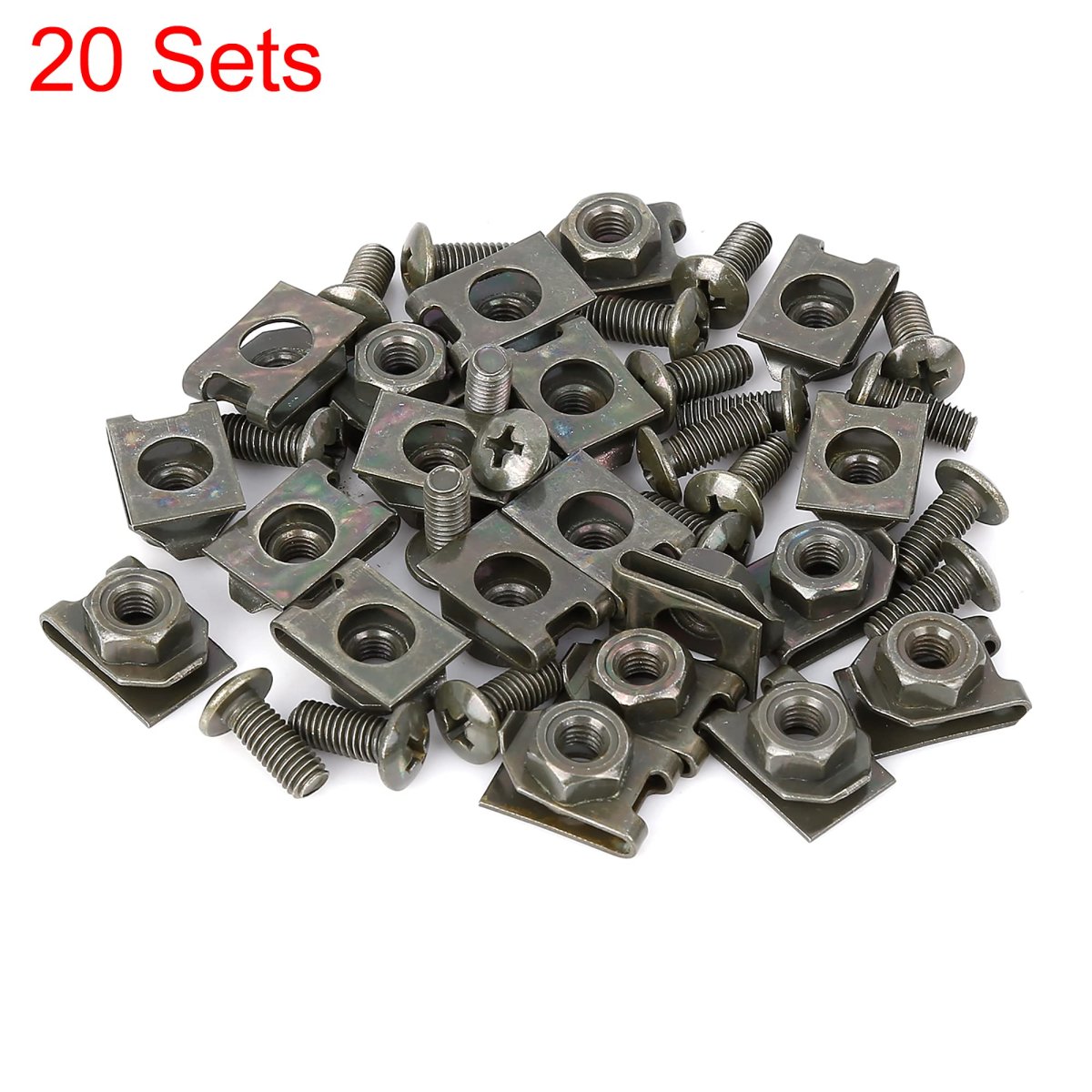 20 Sets 5x12mm U Clip Phillips Screw Assortment Car Clips Fasteners With Screws For Bumper Dash Door Panel Interior Army Green