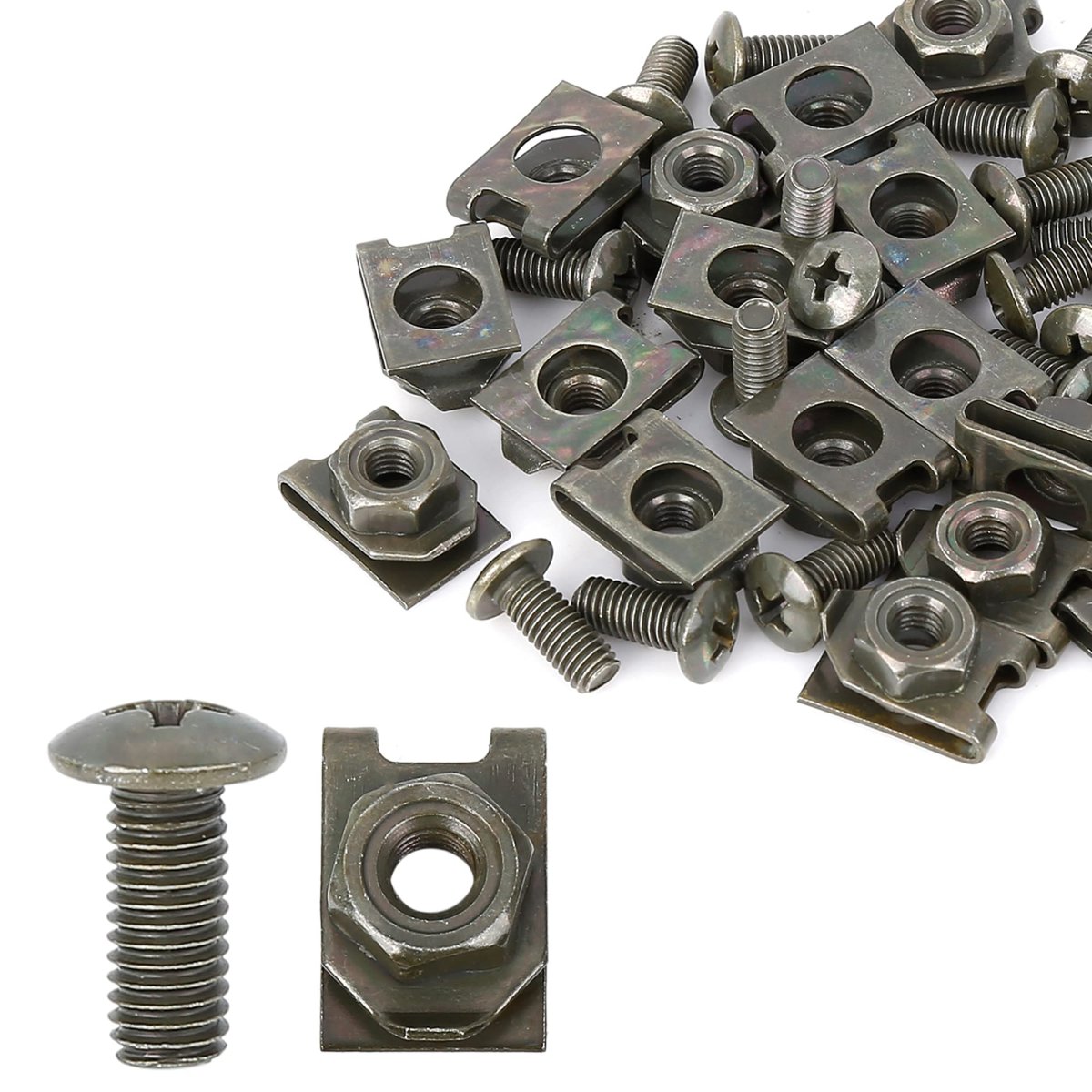 20 Sets 5x12mm U Clip Phillips Screw Assortment Car Clips Fasteners With Screws For Bumper Dash Door Panel Interior Army Green