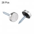 Uxcell Mirror Screws 14mm 0 55 28pcs Decorative Cap Fasteners Cover Nails Wire Drawing Silver Tone 201 Stainless Steel